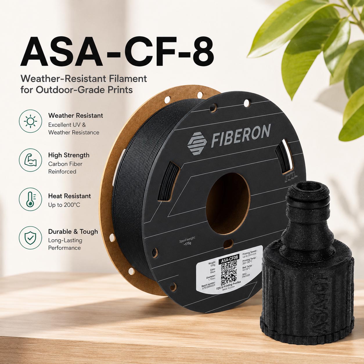 Asa Filament Outdoor - Filamento per Stampante 3D Polymaker ASA-CF8