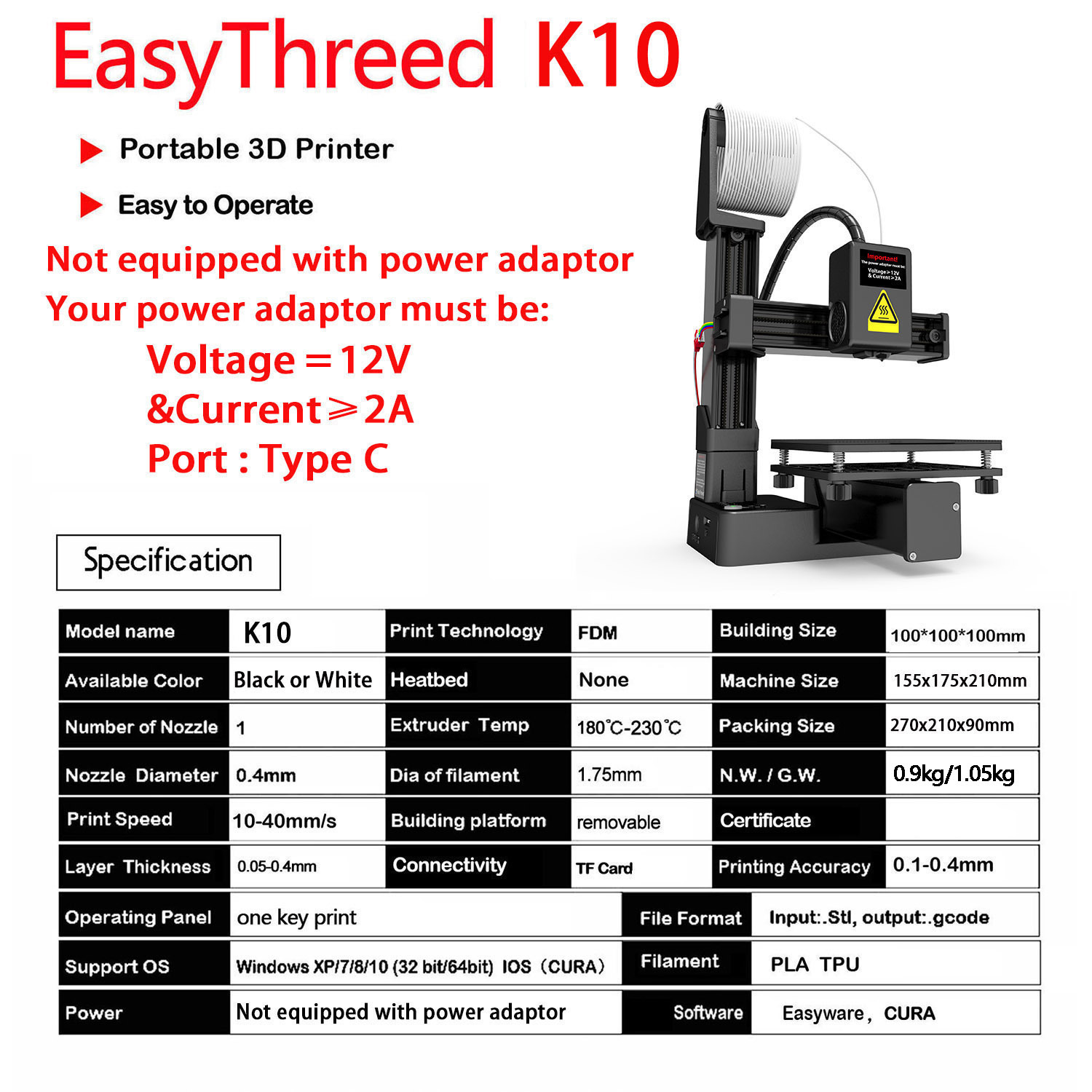 Stampante 3D K10 Entry Level,  - 3D Printing Design Software recensione e prezzo